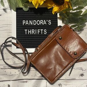 Patricia Nash Brown Leather Crossbody Bag/Wristlet preowned